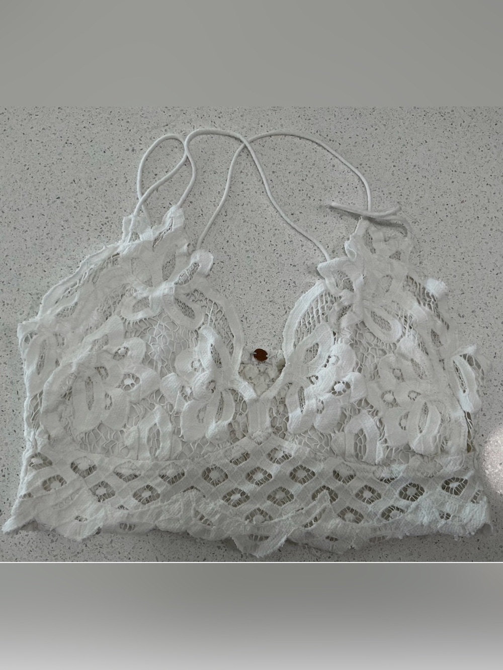 Free People one Adella Bralette, White, Women's medium crochet